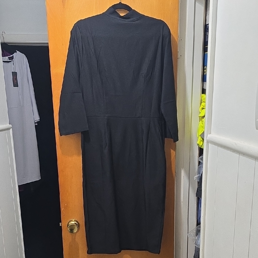 Chic Black Long Sleeve Women's Dress - Picture 3 of 3